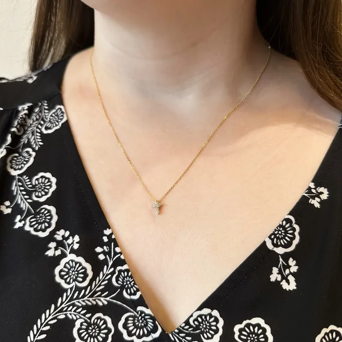 Apex Diamonds Necklaces 14k Yellow Gold 011 CTW Diamond Cross Necklace