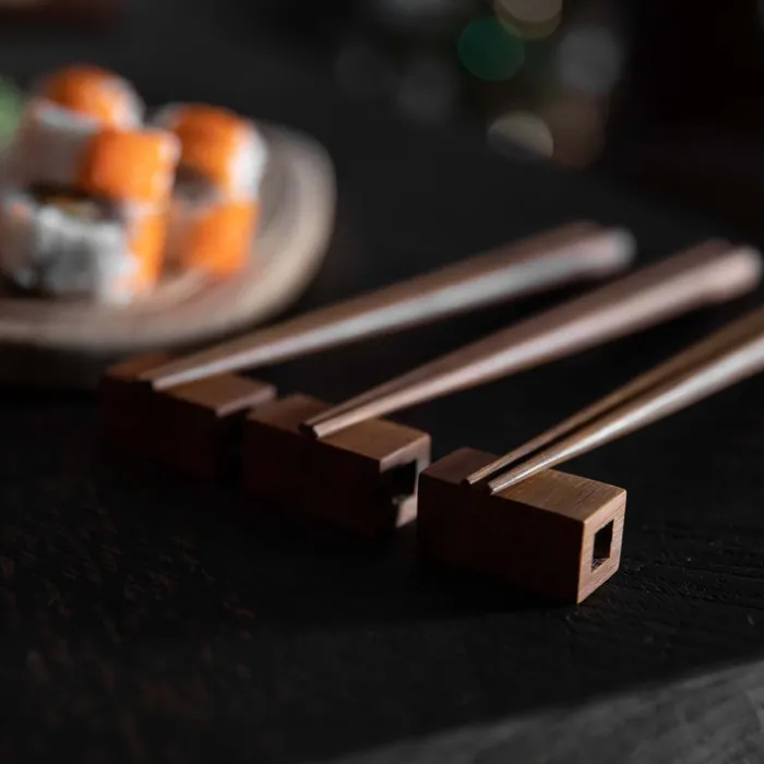 DharmaCrafts Earrings Wooden Chopsticks and Rest Set