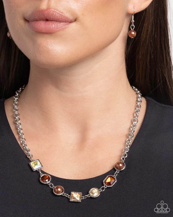Earrings Paparazzi Accessories Bejeweled Bravado Brown