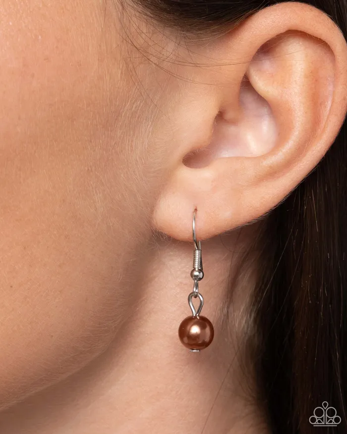 Earrings Paparazzi Accessories Bejeweled Bravado Brown