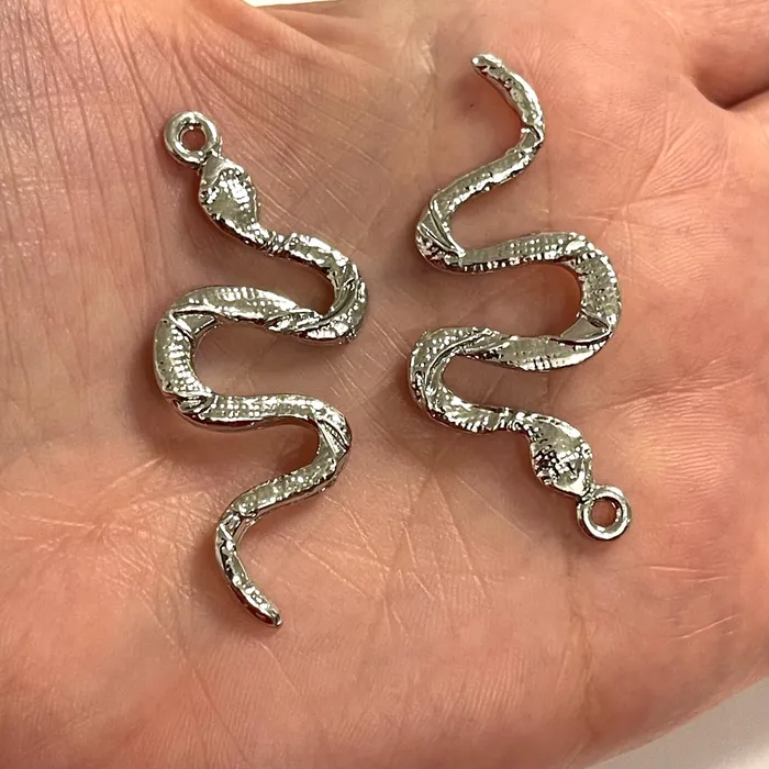 Earrings Peppy Beads Silver Plated Brass Snake Pendants 51mm 2 Pcs in a pack Earrings Peppy Beads Silver Plated Brass Snake Pendants 51mm 2 Pcs in a pack