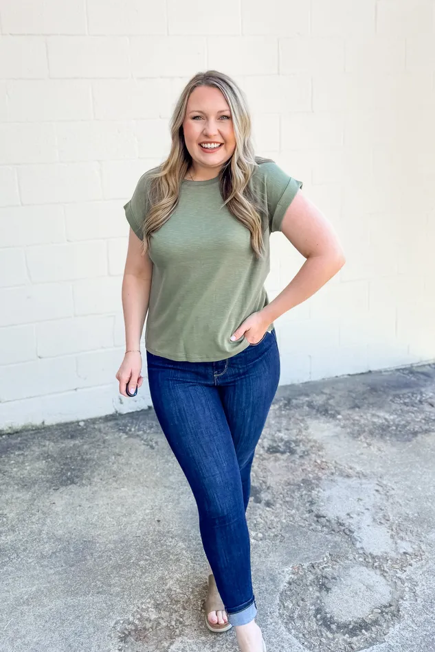Earrings Zenana Just My Type Basic Top Olive