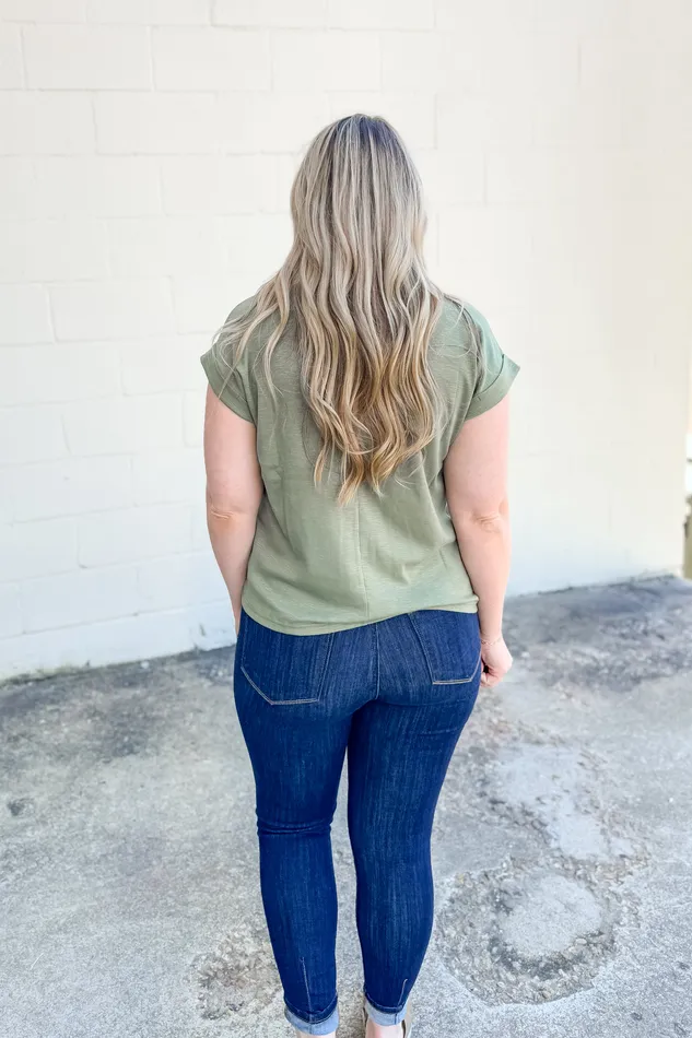 Earrings Zenana Just My Type Basic Top Olive