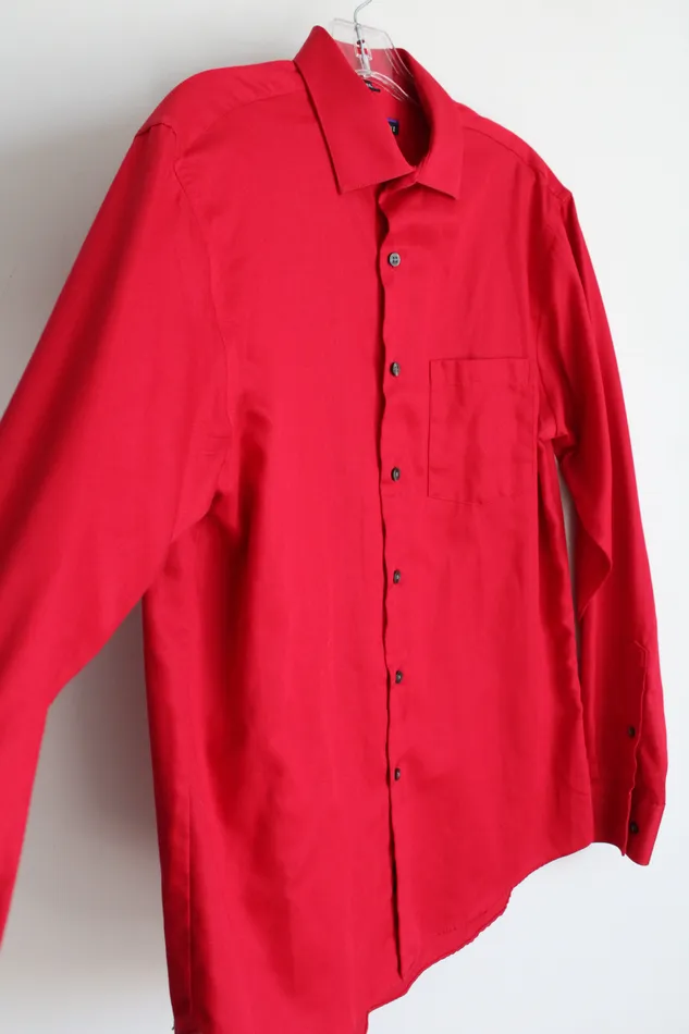 Geoffrey Beene Classic Fit Red Button Down Shirt 15 12 3435 Van Heusen Earrings