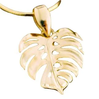 Island Fine Jewelry Necklaces 14K Gold Monstera Leaf Pendant
