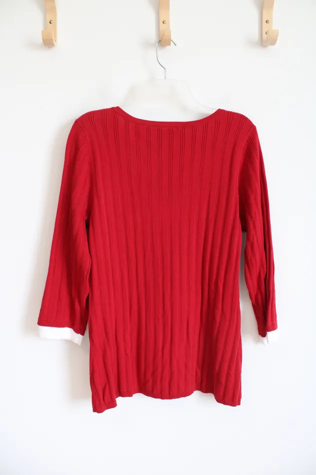 Necklaces Liz Claiborne NEW First Issue Red White Layered Ribbed Top XL