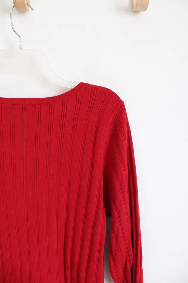 Necklaces Liz Claiborne NEW First Issue Red White Layered Ribbed Top XL