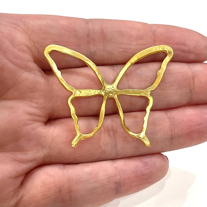 Necklaces Peppy Beads 24Kt Matte Gold Plated Large Butterfly Connector Pendant