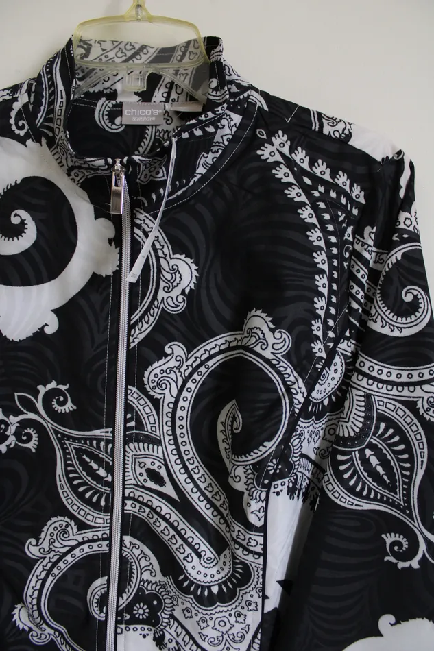 NEW Chicos Zenergy Black Paisley Light Jacket 1 M8 Chicos Necklaces