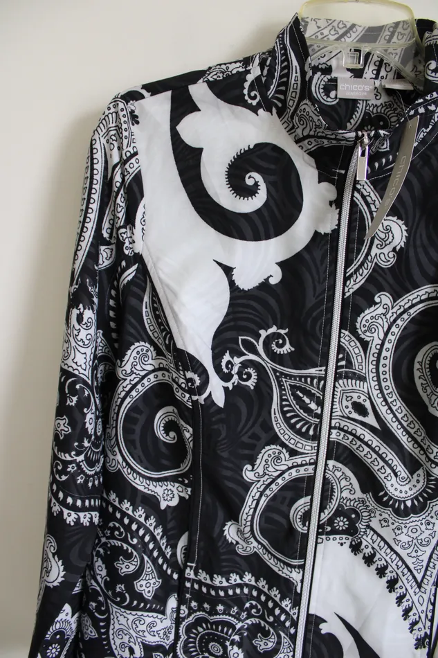 NEW Chicos Zenergy Black Paisley Light Jacket 1 M8 Chicos Necklaces