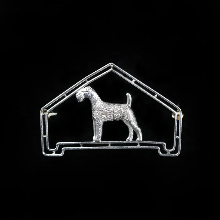 OTC Earrings Art Deco Platinum 015 CTW Diamond Dog Brooch