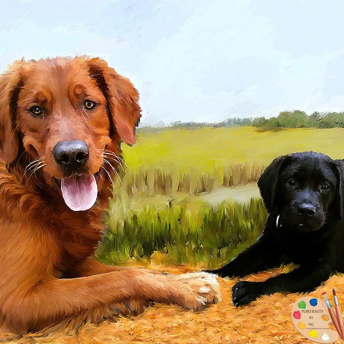 Portraits by NC Earrings Golden Retriever Dog Digital Portrait