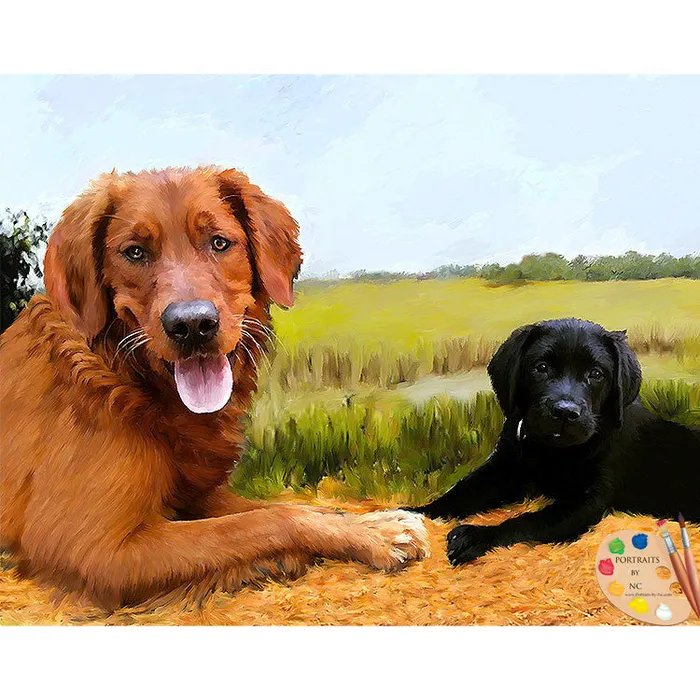 Portraits by NC Earrings Golden Retriever Dog Digital Portrait
