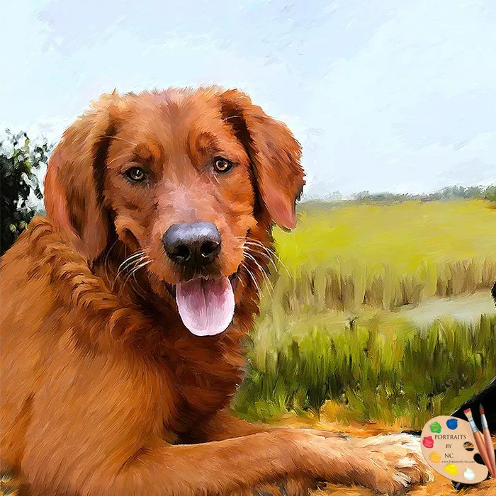 Portraits by NC Earrings Golden Retriever Dog Digital Portrait