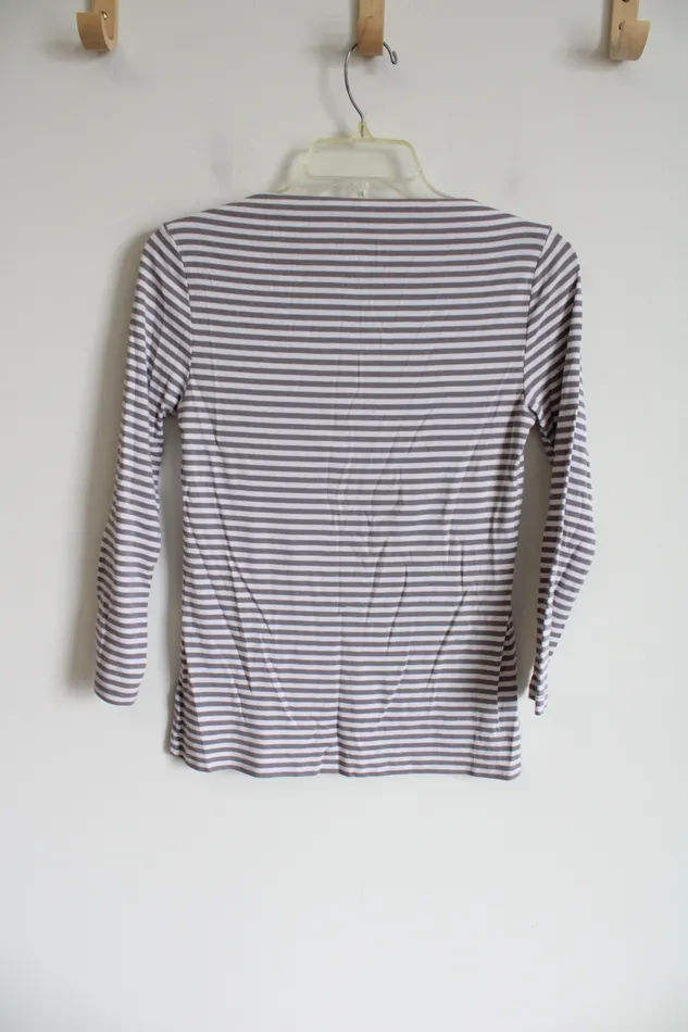 Rings Old Navy Old Navy Classic Gray White Striped Boatneck Shirt S