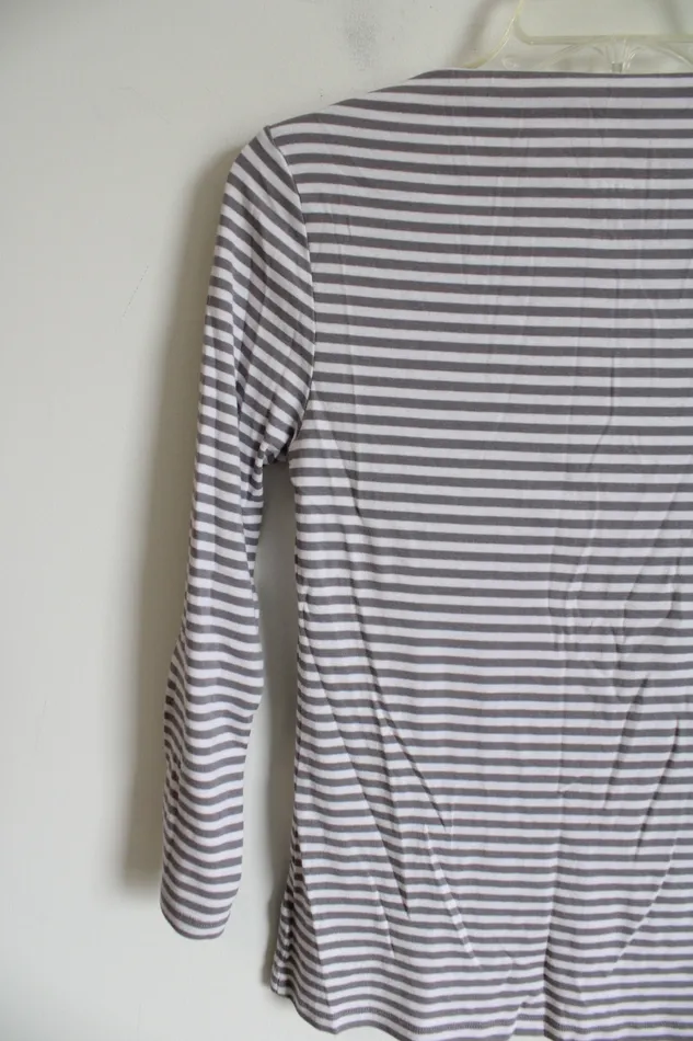 Rings Old Navy Old Navy Classic Gray White Striped Boatneck Shirt S