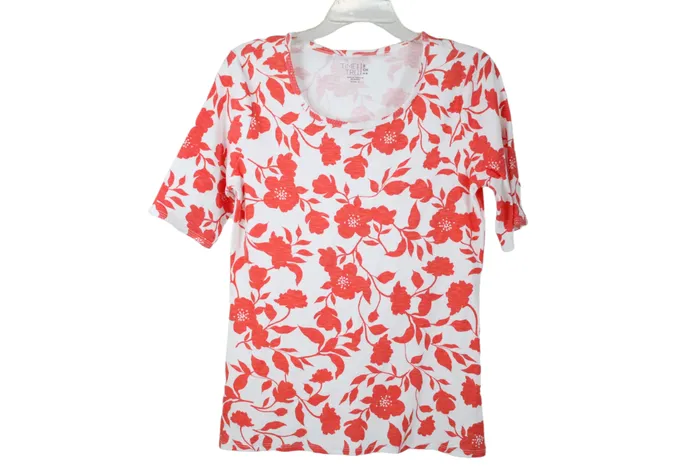 Rings Time And Tru Time And Tru Red Floral Top S