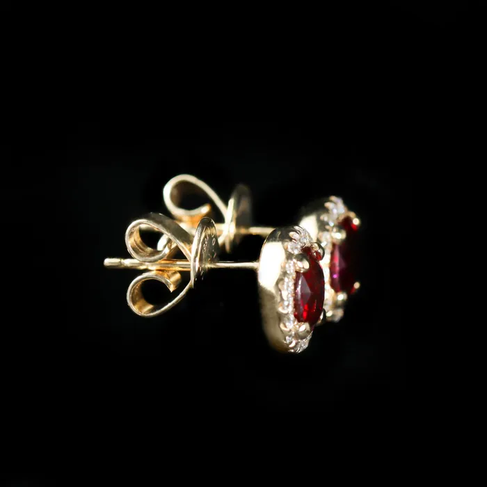 The Gem House 14K Yellow Gold 170 CTW Ruby and Diamond Stud Earrings Earrings