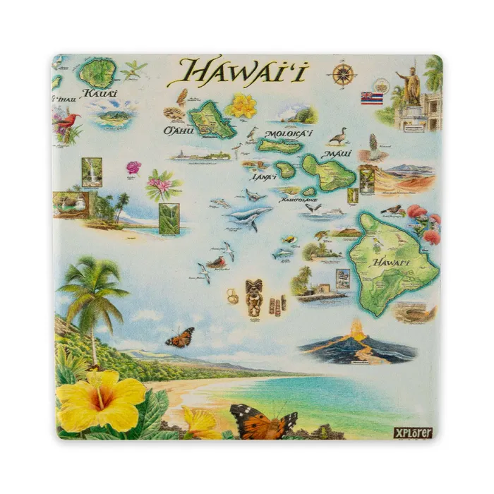 XPLORERMAPS Earrings Xplorer Maps Hawaii Ceramic Coaster