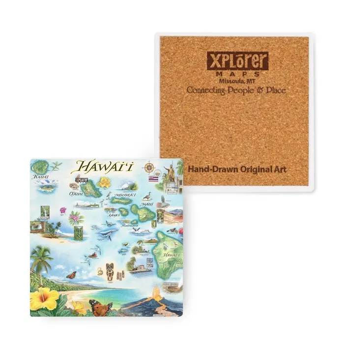 XPLORERMAPS Earrings Xplorer Maps Hawaii Ceramic Coaster