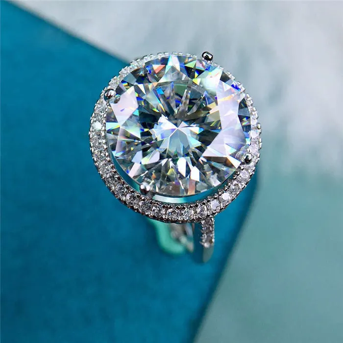 5 Carat Round Cut Moissanite Ring Thin Band Floating Halo Certified VVS D Color Leyloon Jewelry Rings 5 Carat Round Cut Moissanite Ring Thin Band Floating Halo Certified VVS D Color Leyloon Jewelry Rings