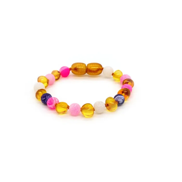 Baltic Essentials Necklaces Baltic Amber Teething Necklace Polished Honey Fluorite Focus Clarity Necklace or Bracelet