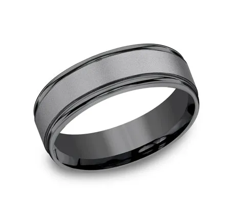 Benchmark Tantalum Sandblasted Center Band Rings Benchmark Tantalum Sandblasted Center Band Rings