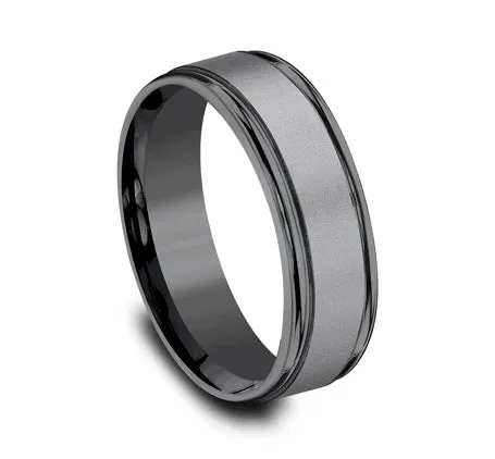 Benchmark Tantalum Sandblasted Center Band Rings Benchmark Tantalum Sandblasted Center Band Rings