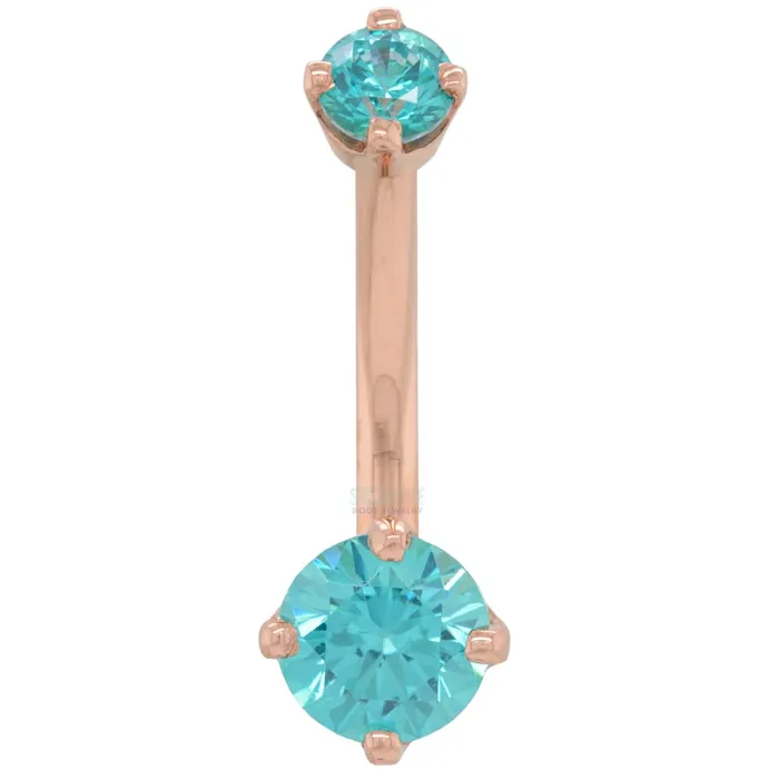 Body Vision BVLA Earrings ProngSet Navel Curve in Gold with Colored CZs
