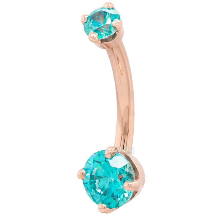 Body Vision BVLA Earrings ProngSet Navel Curve in Gold with Colored CZs