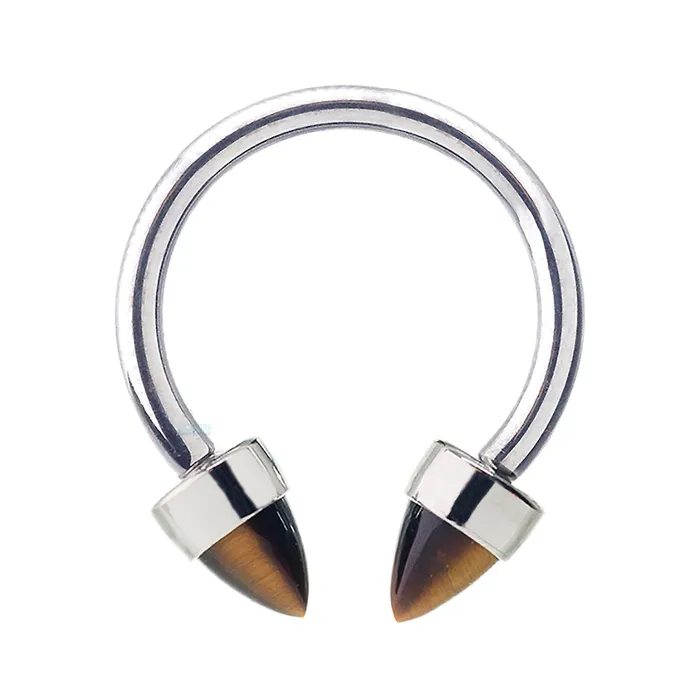 Circular Barbell with 3mm BulletCut Natural Stone in Bezel Anatometal Earrings