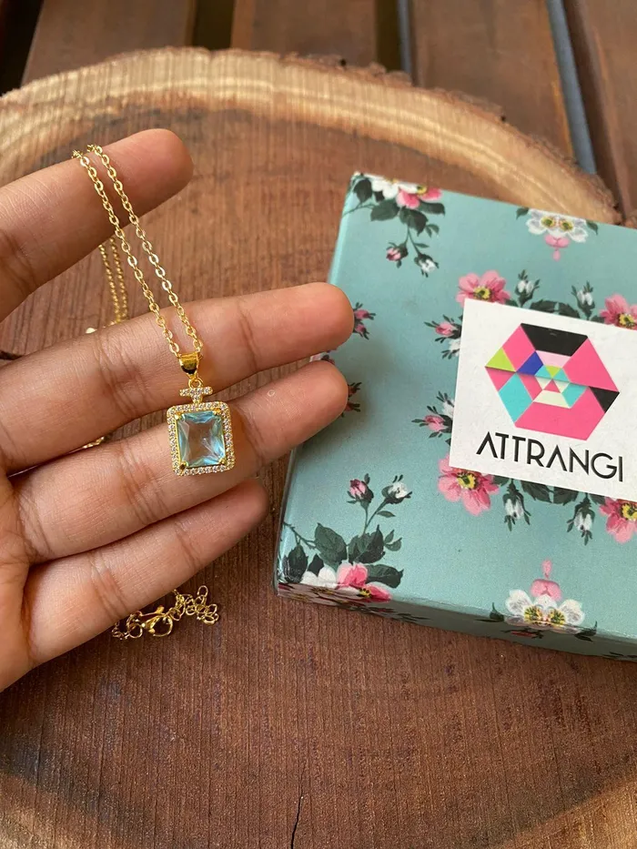 Coloured Stone Pendant with Chain Attrangi Necklaces