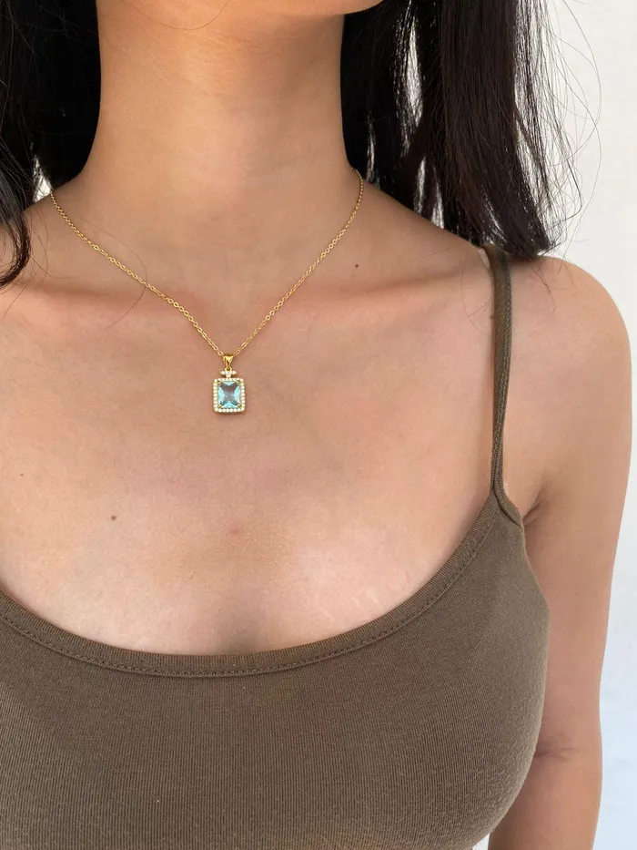Coloured Stone Pendant with Chain Attrangi Necklaces