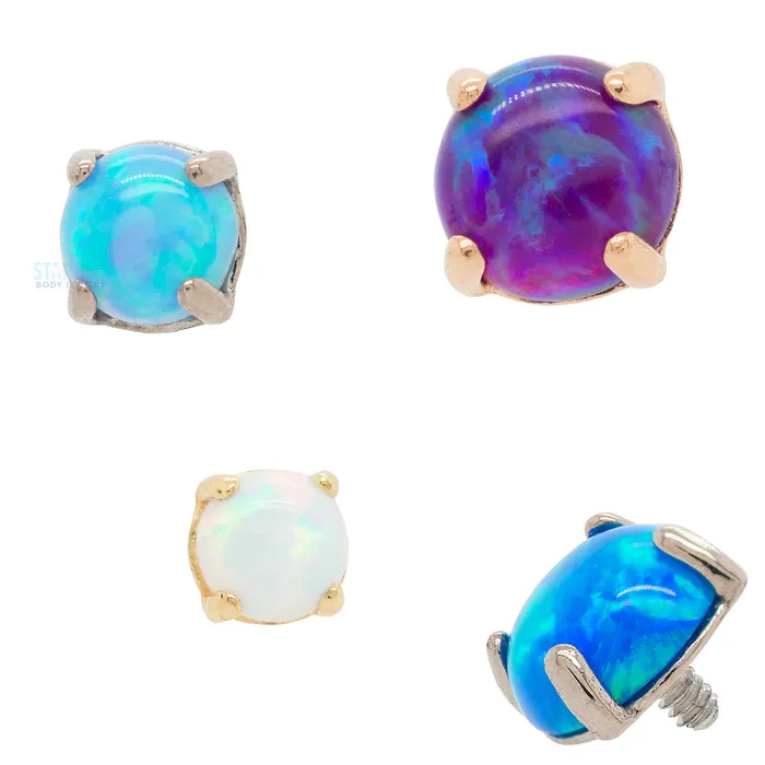 Earrings 4mm Ziana ProngSet Opal Cabochon Threaded End in Yellow Gold Anatometal Earrings 4mm Ziana ProngSet Opal Cabochon Threaded End in Yellow Gold Anatometal