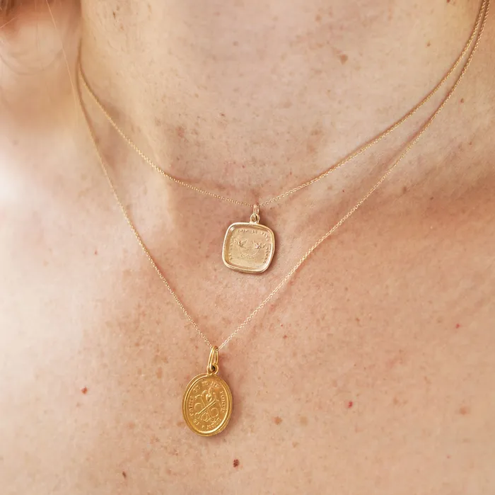 French Pour Vous Je Taime Et Je Me Porte Bien Wax Seal 14k Recycled Gold Charm Vintage Earrings