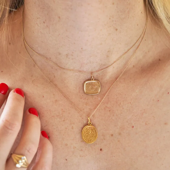 French Pour Vous Je Taime Et Je Me Porte Bien Wax Seal 14k Recycled Gold Charm Vintage Earrings