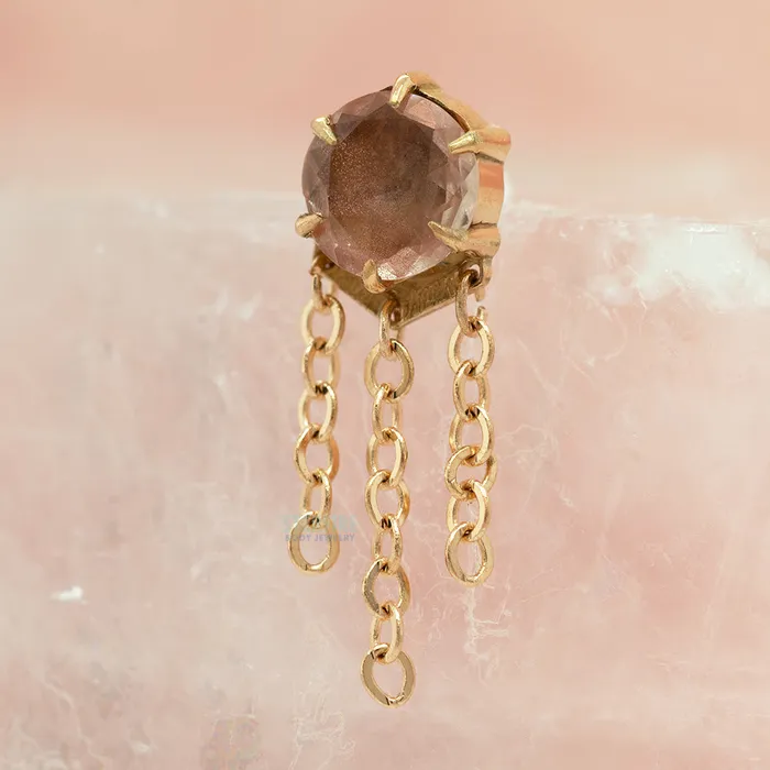 Necklaces threadless Illuminate Large with Chains End in Gold with Genuine Gemstone Maya Jewelry