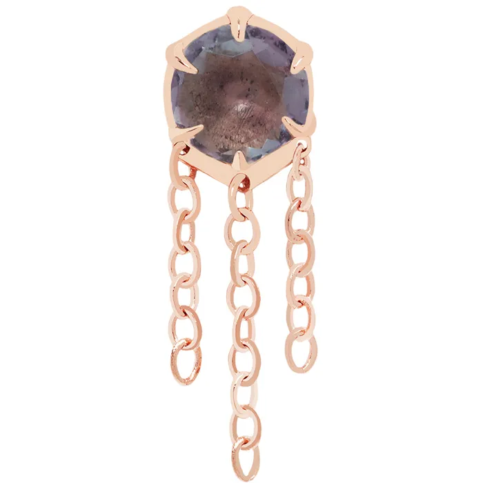 Necklaces threadless Illuminate Large with Chains End in Gold with Genuine Gemstone Maya Jewelry