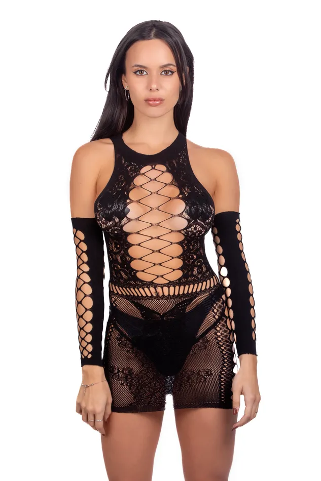Rings THE LUMI SHOP Black Fishnet Lingerie Set 4 pcs
