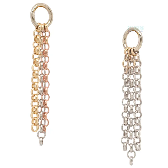 Rolo Triple Tassel Chain Charm in Gold Hialeah Fine Jewelry Earrings