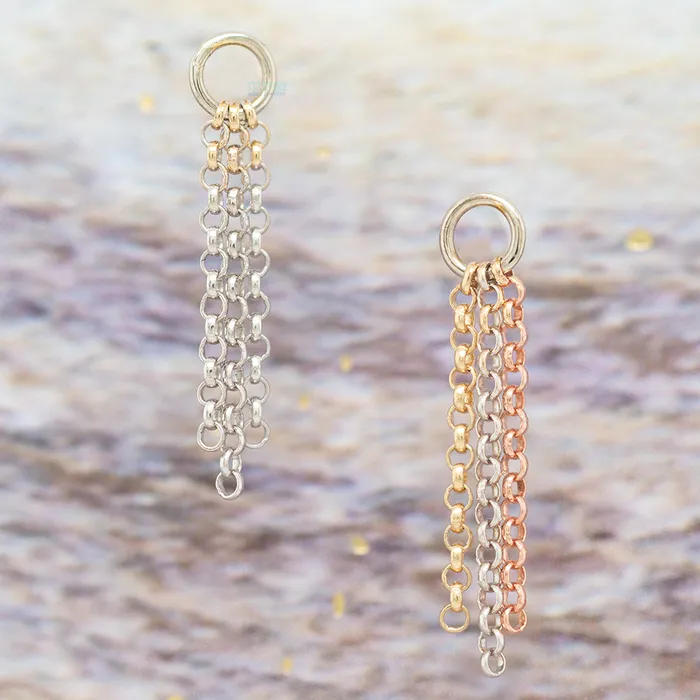 Rolo Triple Tassel Chain Charm in Gold Hialeah Fine Jewelry Earrings