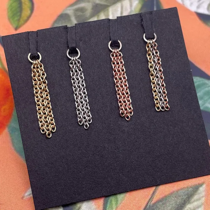 Rolo Triple Tassel Chain Charm in Gold Hialeah Fine Jewelry Earrings