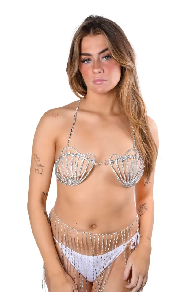 Silver Mermaid Rhinestone Bra THE LUMI SHOP Necklaces
