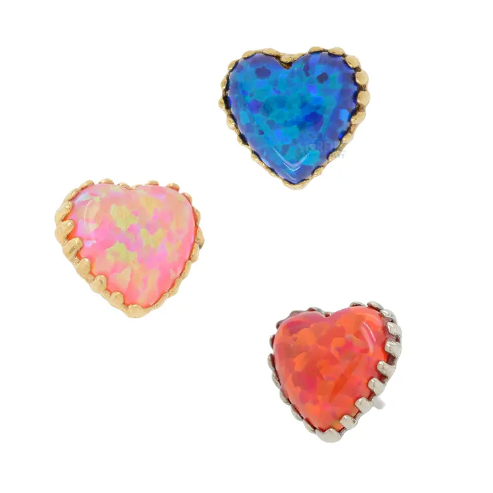 threadless Heart Opal End in Gold Anatometal Earrings