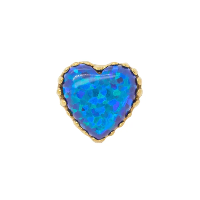 threadless Heart Opal End in Gold Anatometal Earrings