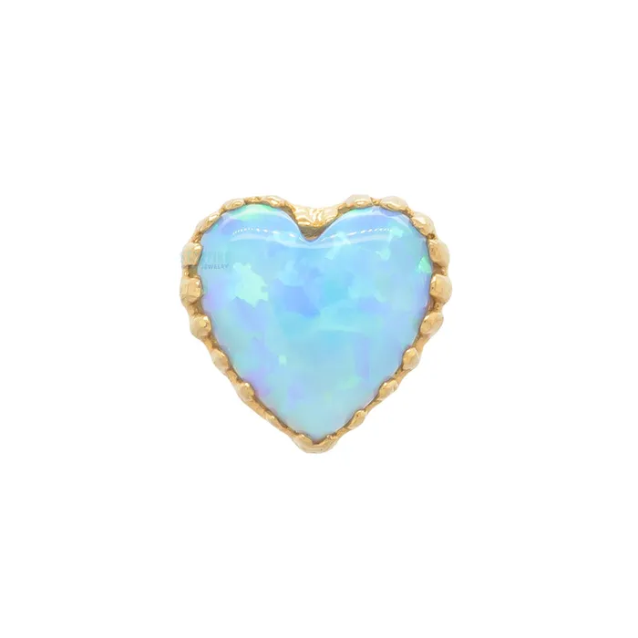 threadless Heart Opal End in Gold Anatometal Earrings