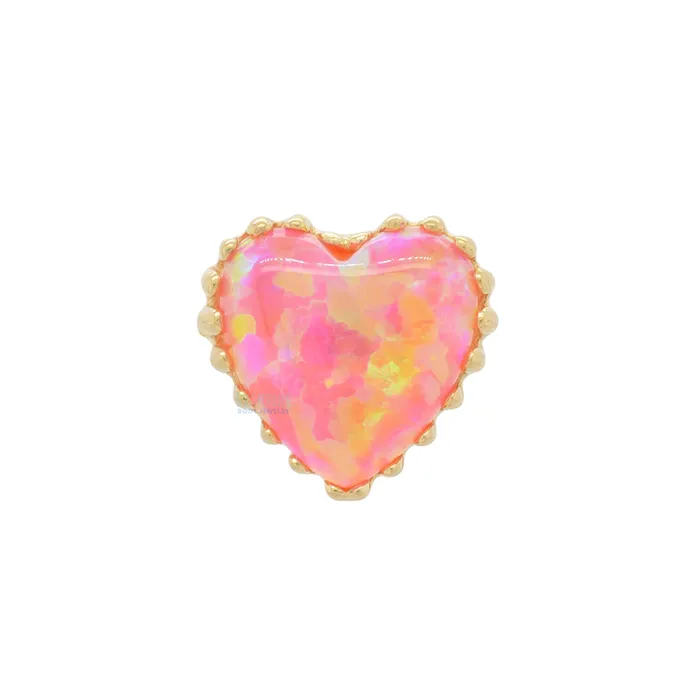 threadless Heart Opal End in Gold Anatometal Earrings