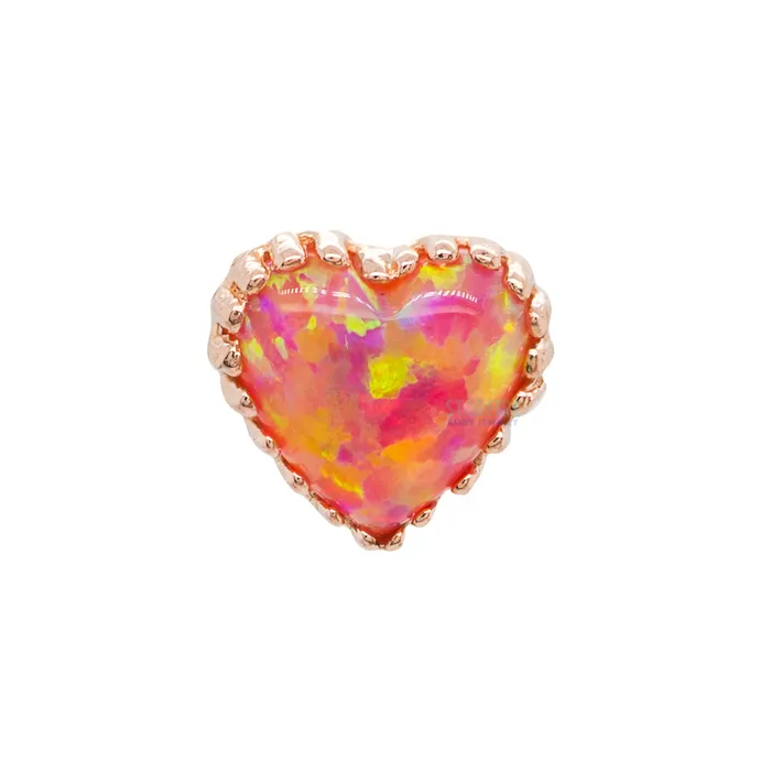 threadless Heart Opal End in Gold Anatometal Earrings