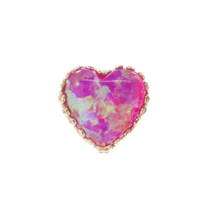 threadless Heart Opal End in Gold Anatometal Earrings