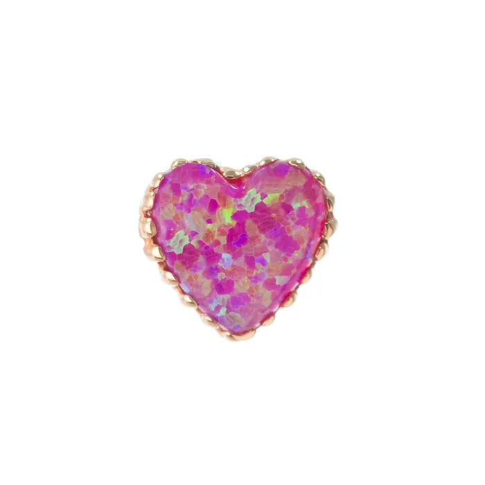 threadless Heart Opal End in Gold Anatometal Earrings